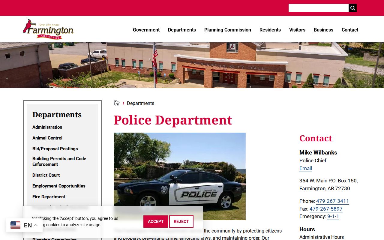 Official Farmington Police Department webpage